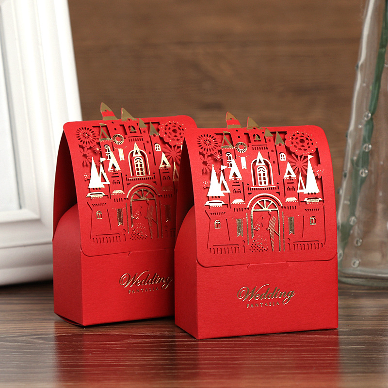 New Wedding Party Castle Sweet Box Chocolate Creative Hollowed-out Paper Box Candy Packaging Box for Souvenir Gift