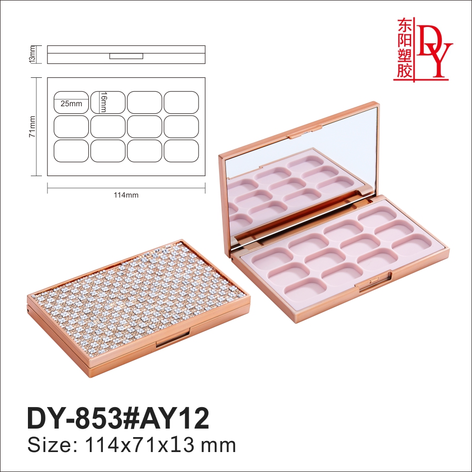 Clear Acrylic Plastic Makeup Diamonds Sticking Skin Eye Shadow Palette Packaging Box With Custom Packaging