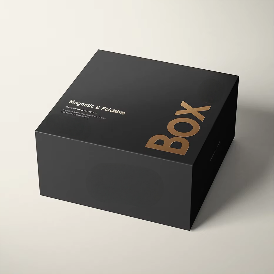 Custom Luxury Magnetic Gift Box for Jewelry &amp; Apparel Foldable Black Rigid Packaging with Logo Printing