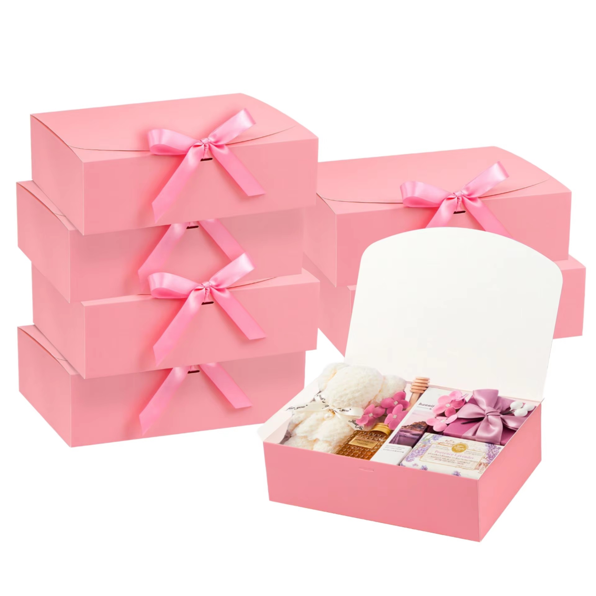 Specialty Paper Folding Gift Box Flip Magnetic Absorption Artistic Small Rectangular Valentine's Day Bow Packaging Printing