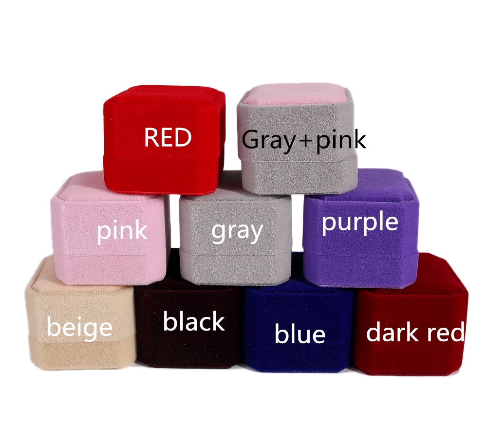 10 Colors Engagement Wedding Premium Velvet Ring Box Jewelry Packaging Gift Box Packaging