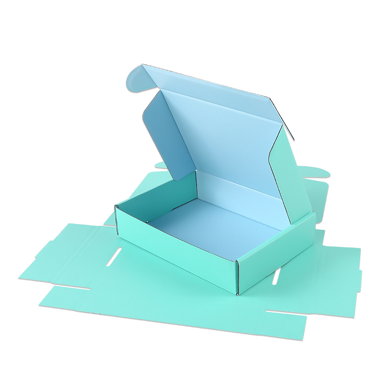 Wholesale Hard Blue Cardboard Paper Mailing Apparel Box Portable Custom Logo Printed Corrugated Shipping Cosmetic Box