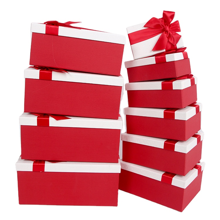 Customized Luxurious Rigid Square Gift Box with Embossing and Ribbon Printing High Quality Small Business Gift Box