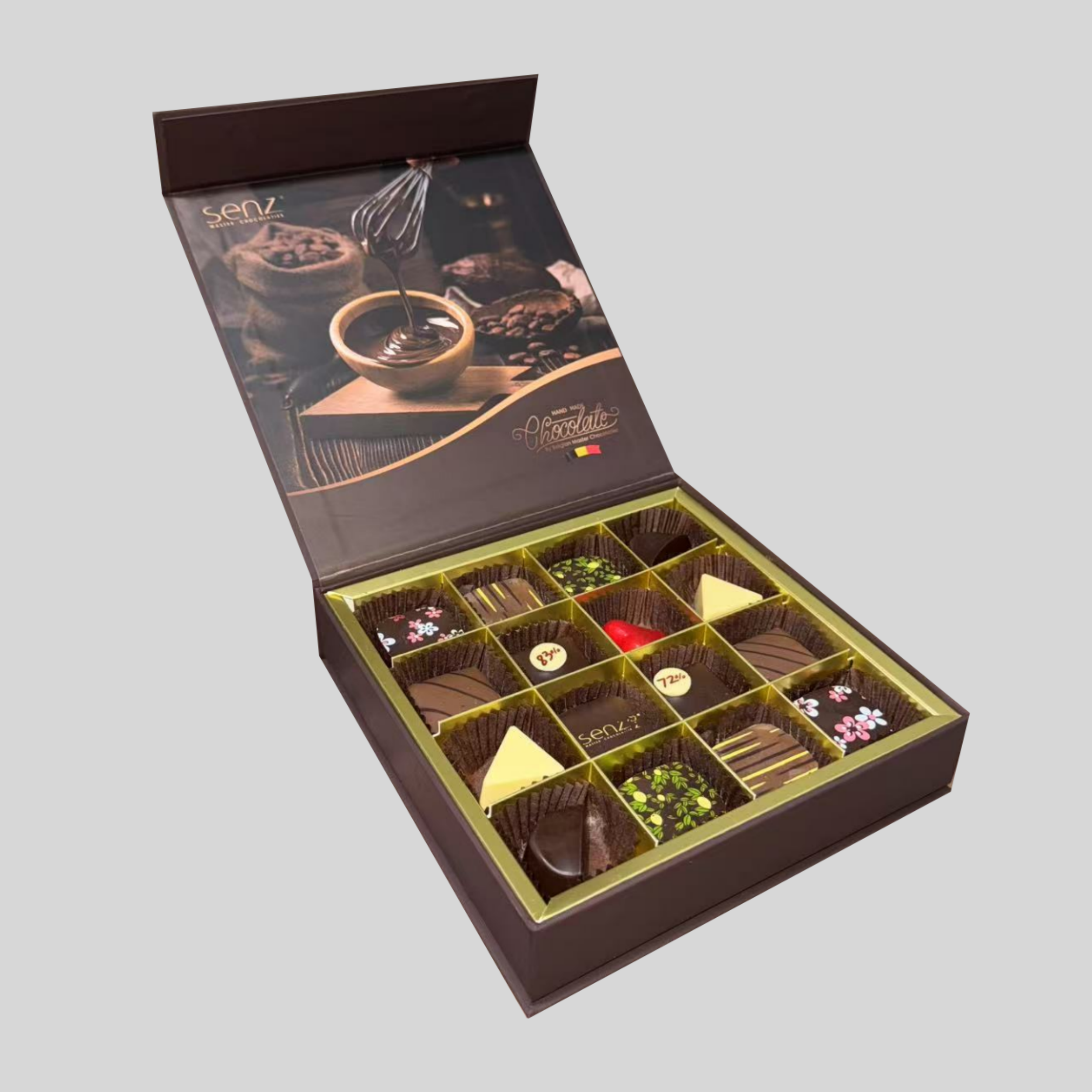 Custom Printed Gold Foil Logo Luxury Chocolate Magnetic Gift Box Rigid Cardboard Packaging Box with Insert