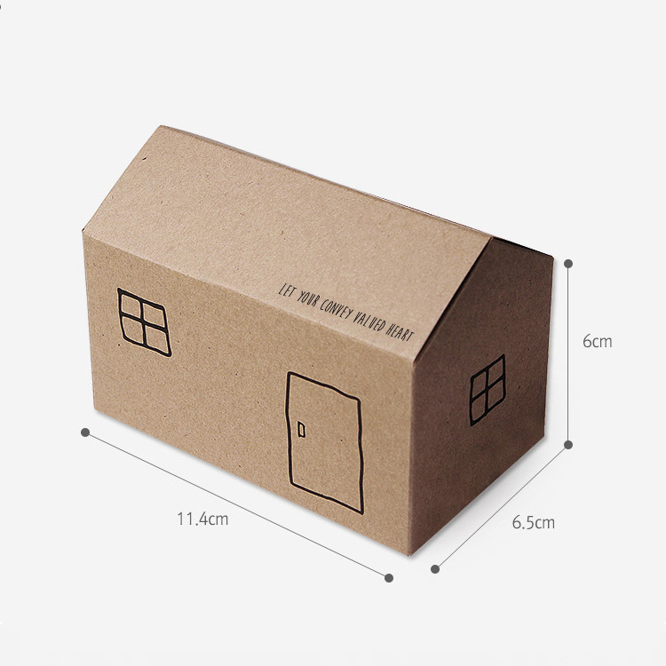 Wholesale High Quality Holiday Party Treat Boxes Gift Kraft House Shaped Candy Chocolate Dessert Box With Ropes Tags