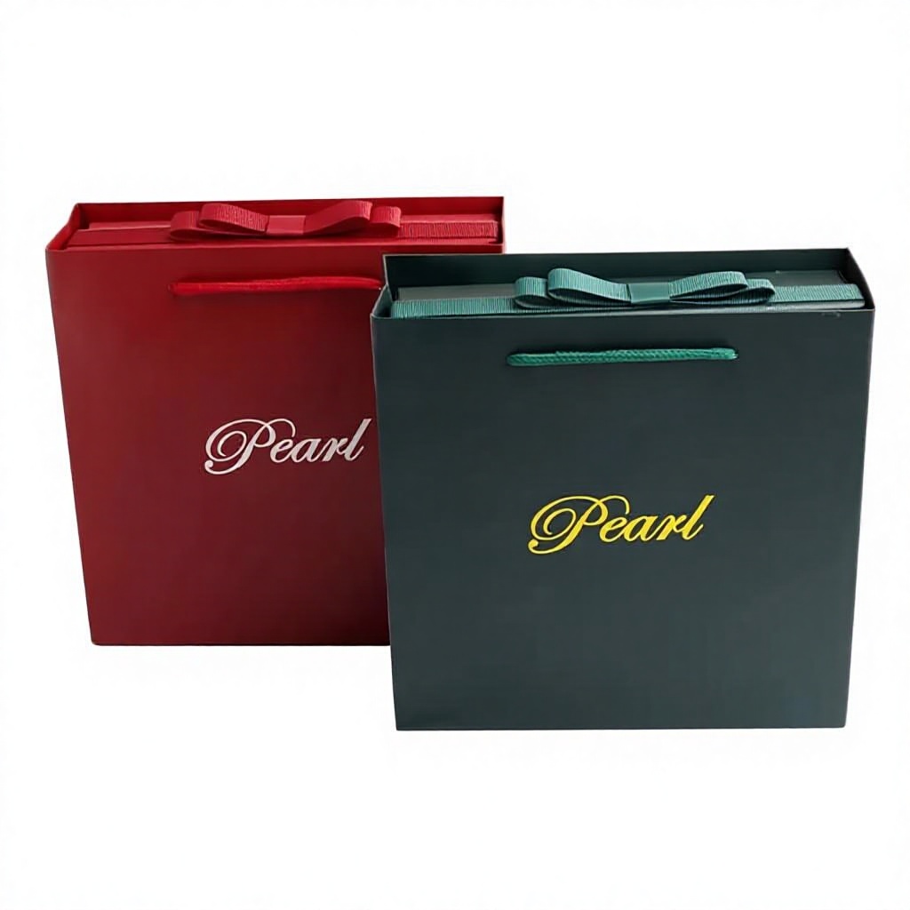 Customizable Necklace Jewelry Gift Boxes with Bow and Matching Tote Bags for Bridal and Anniversary Gifts Jewelry Packaging Box