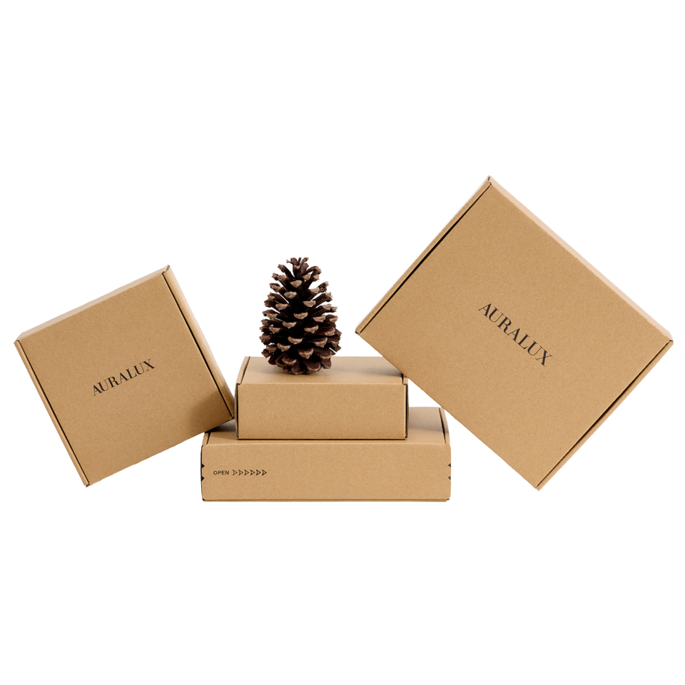 Auralux Eco-Friendly Kraft Corrugated Jewelry Mailing Boxes Portable Waterproof Rigid Board Custom Size