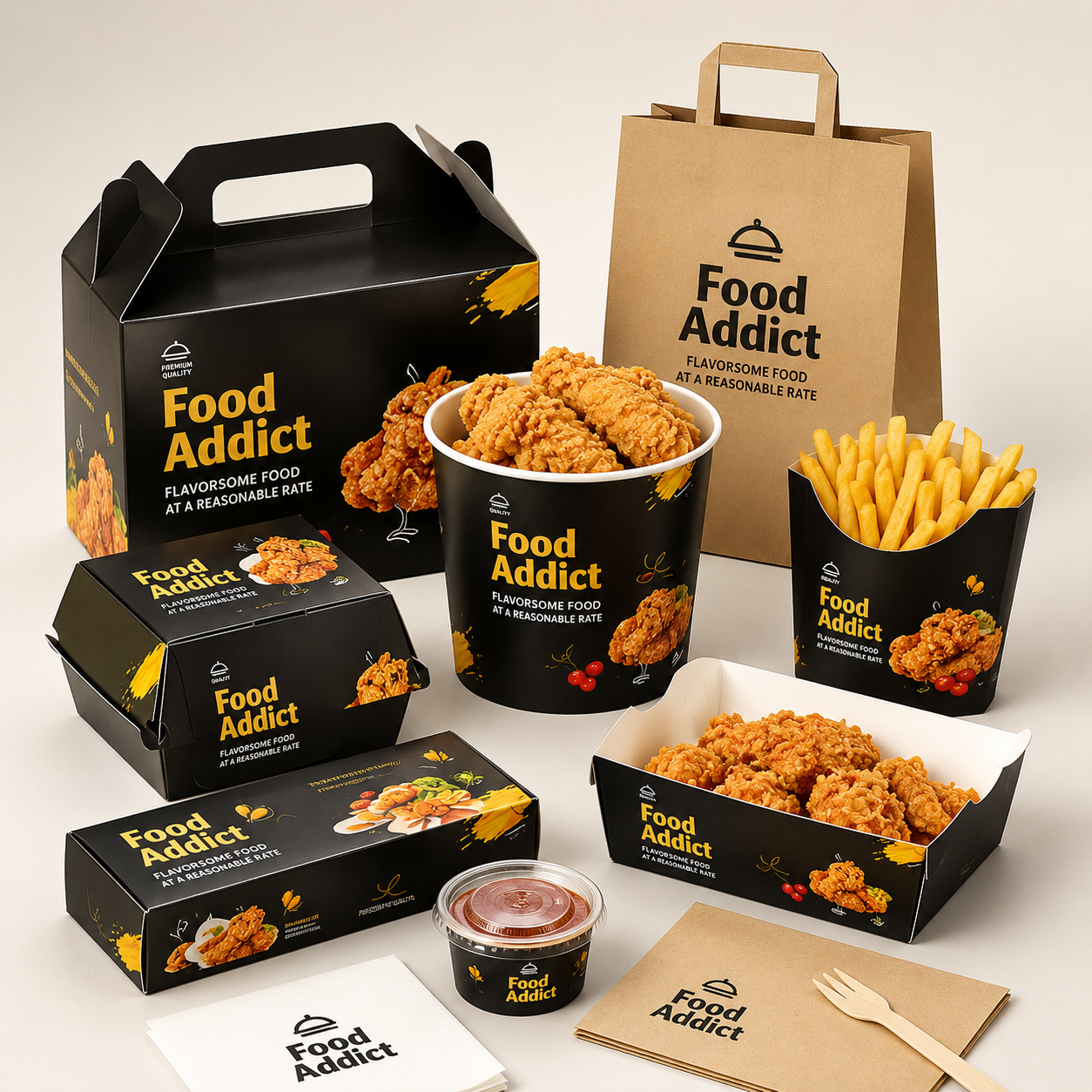 Custom Paper Box Packaging for Fast Food packaging Foldable Cardboard French Fries Chicken Burger Take Out Box with Printed Logo