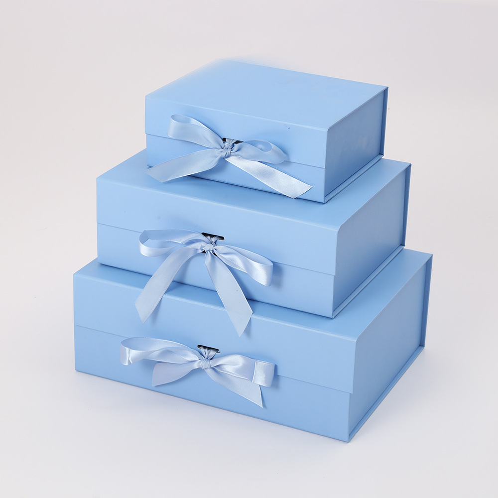 Creative Bow-Tie Rectangular Flip-Top Folding Gift Box with Die Cuts Empty Cosmetic Souvenir Box Custom logo