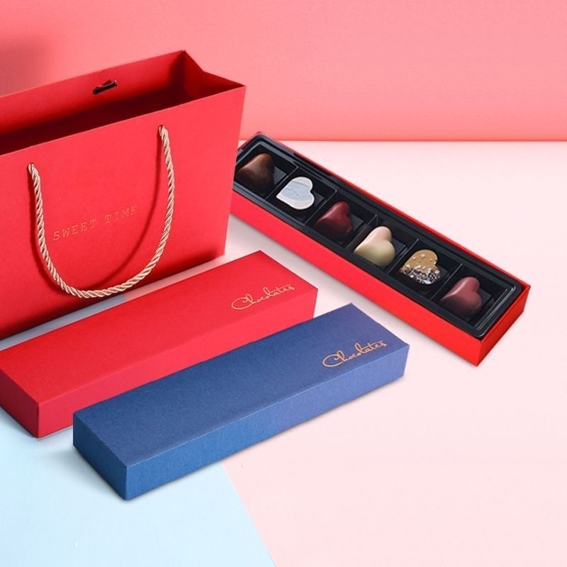 Custom Printed Rigid Paper Empty Candy Box for 6 Piece with Insert for 6-piece Luxury Customized Chocolate Gift Packaging Box