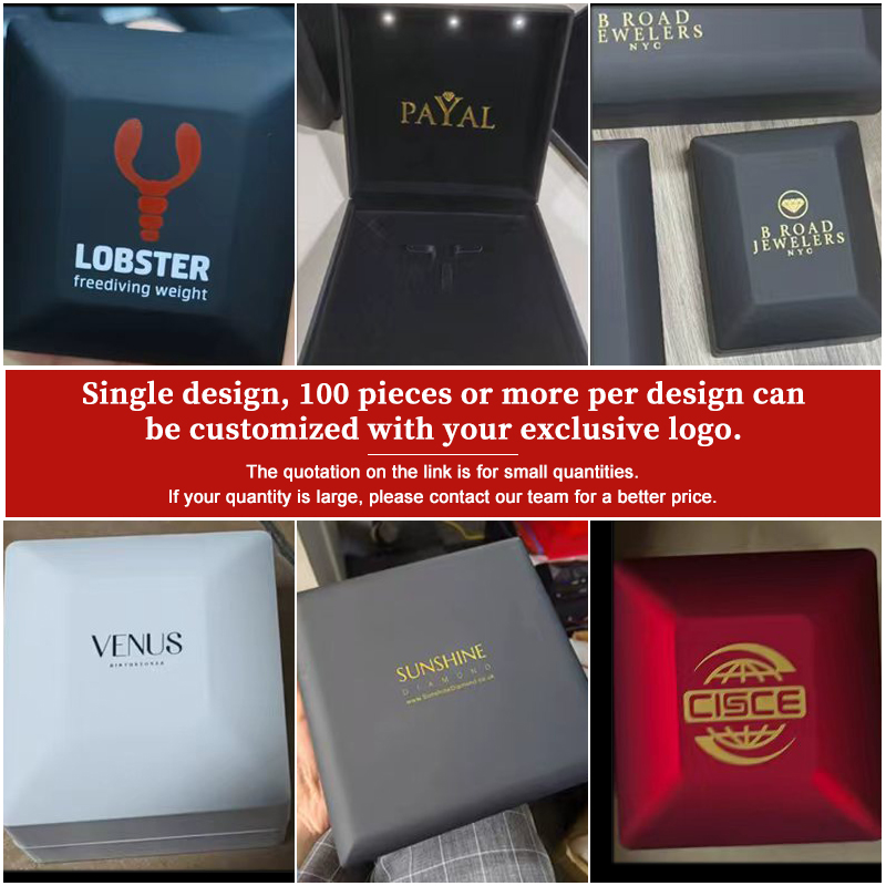 Custom Luxury Black Plastic Gift Logo Set Velvet Led Light Necklace Ring Jewelry Jewellery Packaging Box With Light up for F59