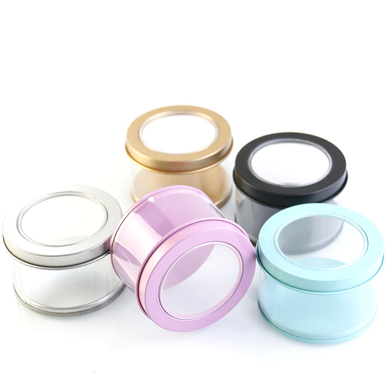 Metal Tin Jar with Clear Window