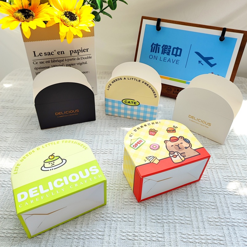 Customized Biodegradable Matt Lamination Foldable Disposable Takeaway Dessert Bagel Bread Sandwich Baby Food Packaging Box for