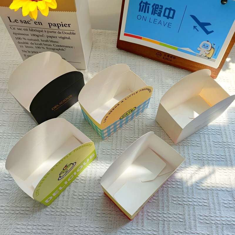 Customized Biodegradable Matt Lamination Foldable Disposable Takeaway Dessert Bagel Bread Sandwich Baby Food Packaging Box for