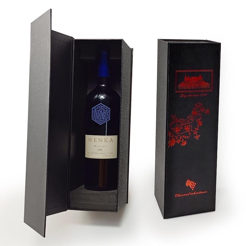 Custom Design High-Quality Magnetic Flip Cardboard Wine Packaging Gift Box with Foam Insert