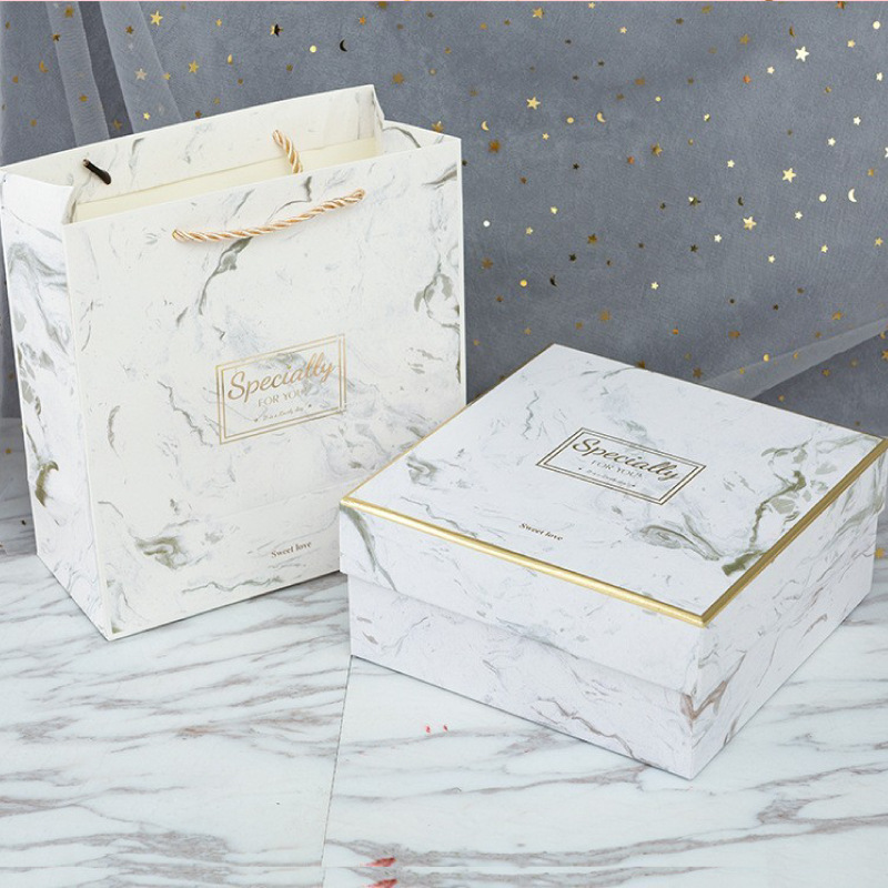 Best-selling New Marble Pattern Hot Stamping Design Birthday Party Holiday Handheld Gift Box