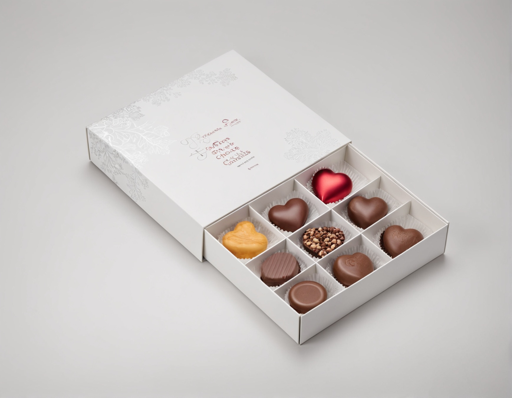 Soy Ink Luxury Custom Recyclable Heart-Shaped Chocolate Gift Boxes Sponge Lining Valentine's Day Gifting for Chocolate Biscuits