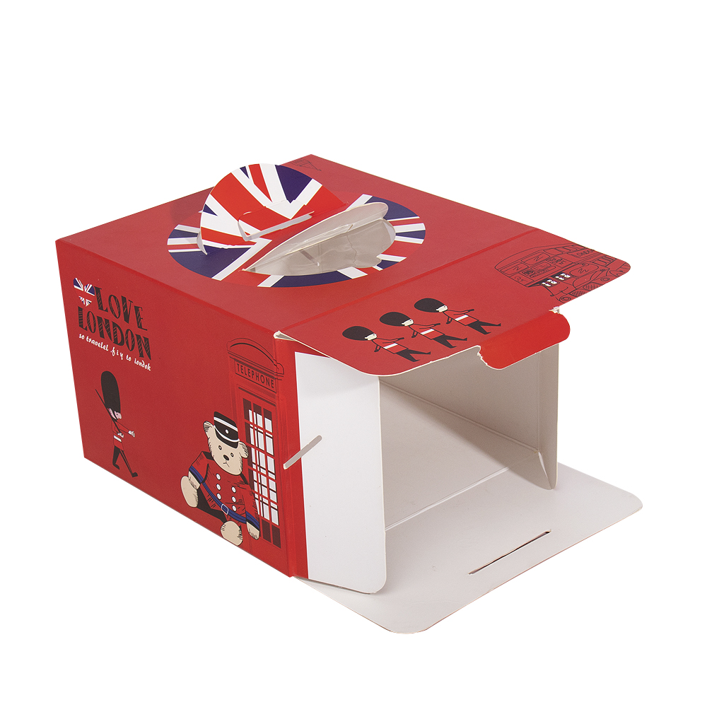 Premium Recyclable Rigid Corrugated Board Cake Boxes with Embossing Matt Lamination Tall 4-6 Inch Clear Window Birthday Gift Box