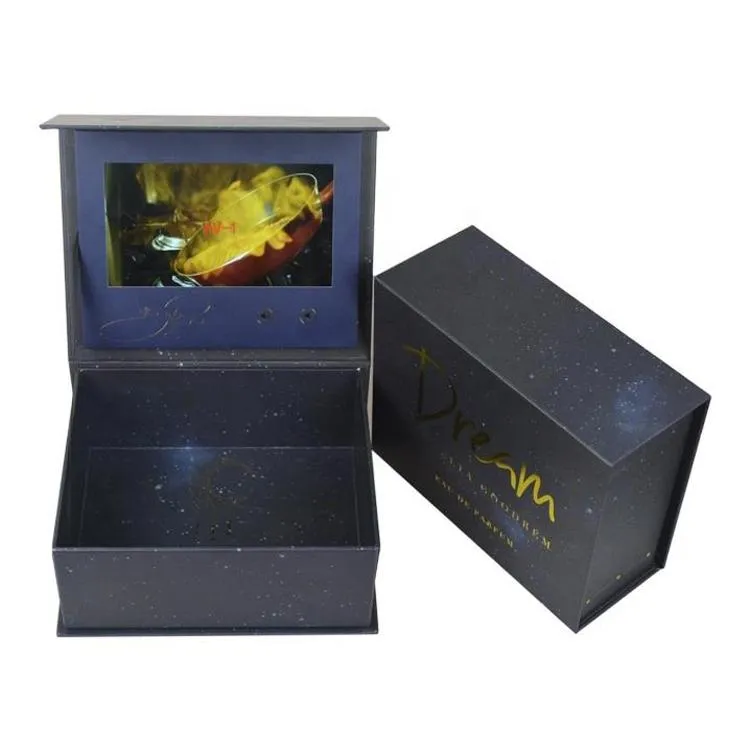Custom Hand Made White Cardboard Paper Box 7 Inch LCD Display Video Gift Box for Birthday Anniversary Promotional Luxury Jewelry