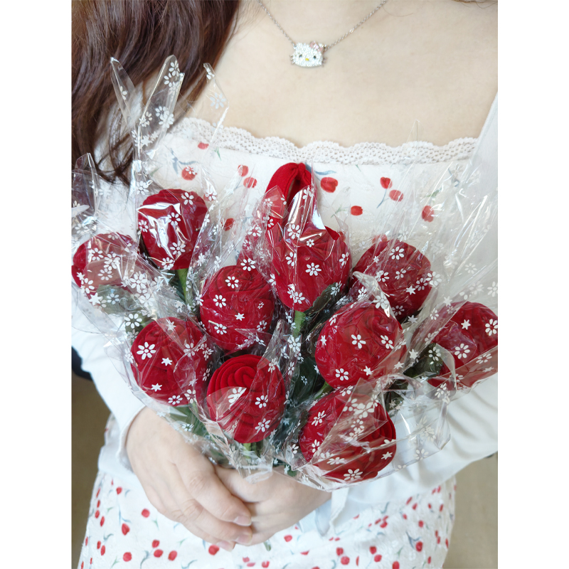 Zhihua Artificial Rose Flower Jewelry Box Flocking Ring Packaging Romantic Valentine's Day Gift Jewelry Gift Box