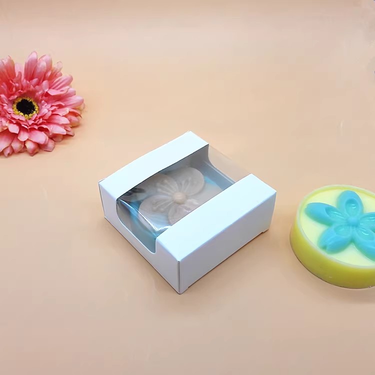 Modern Square Craft Paper Gift Box with Clear Window Eco-Friendly Packaging