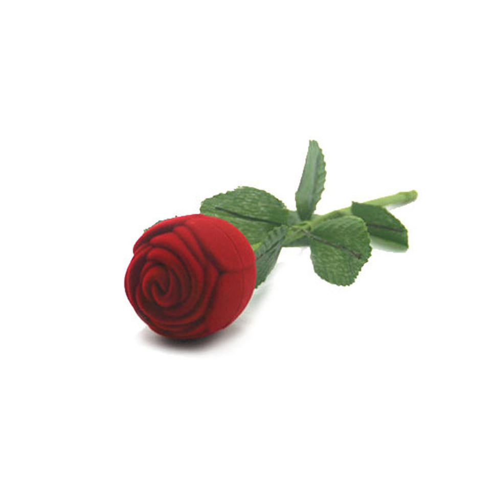 Zhihua Artificial Rose Flower Jewelry Box Flocking Ring Packaging Romantic Valentine's Day Gift Jewelry Gift Box