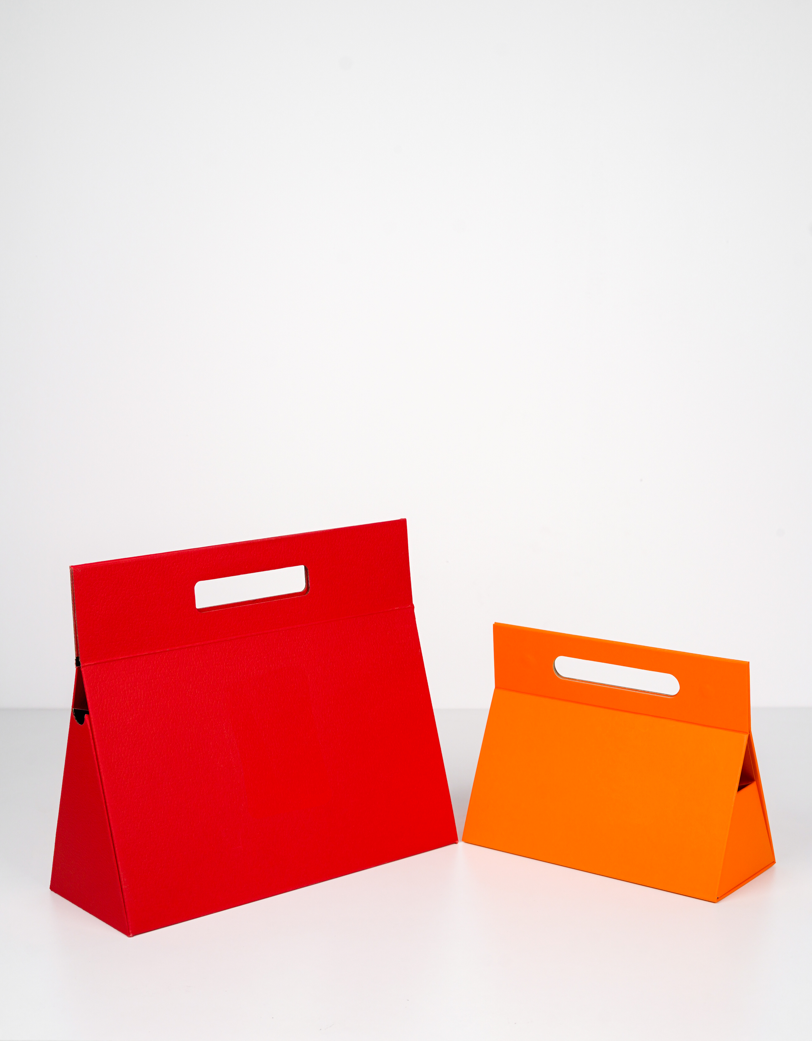 Wholesale Custom Red/Orange Foldable Gift Box, Rigid Cardboard Die-Cut Handle Tote Box for Food, Wine &amp; Holiday Gift Packaging
