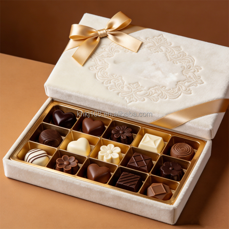 Custom Chocolate Gift Box with Divider 8 12 16 Grid Food Grade Coated Paper Rectangle Packaging