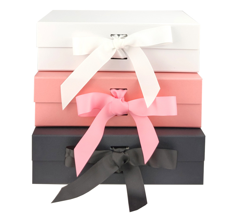 Luxury Gift Box Low Price Cardboard Gift Packaging Paper Flip Folding Magnetic Box with Ribbon