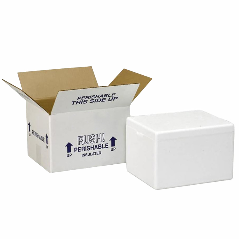 Custom White Foam Insulated Shipping Box Ice Packs Cold Chain Thermal Packaging Seafood Meat Transport Fozen Food Box
