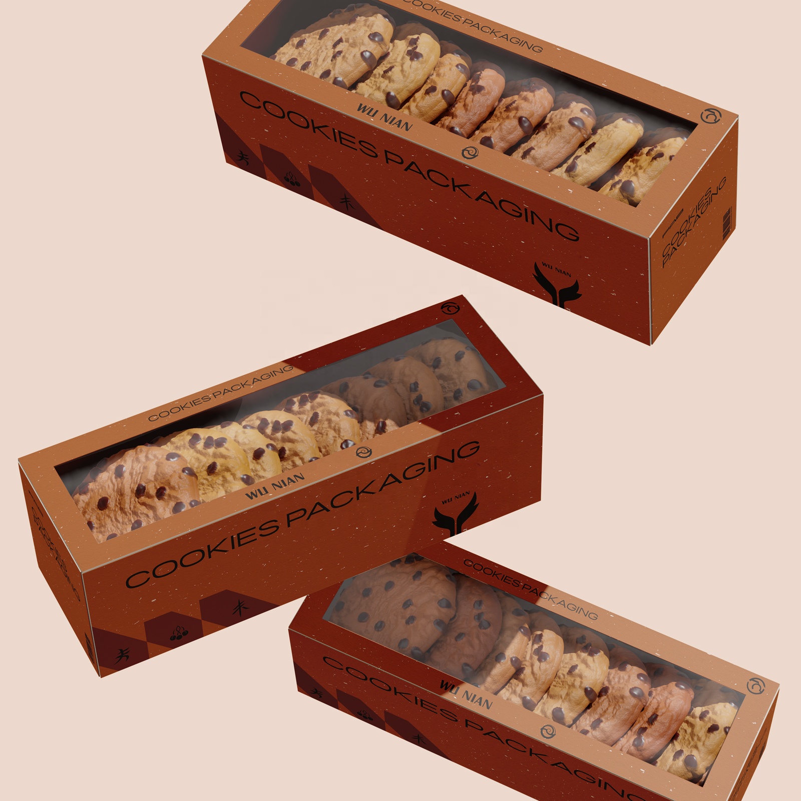 Custom Window Cookie Box Packaging Transparent Pastry Nuts Container Eco-Friendly Recyclable Food Grade Material Boxes