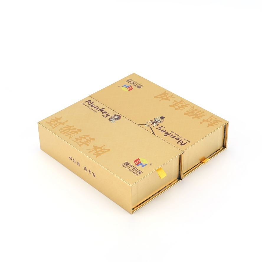 Portable Space-Saving Personalized Corrugated Multi-Compartment Fold-out Gift Box for Wine Packaging