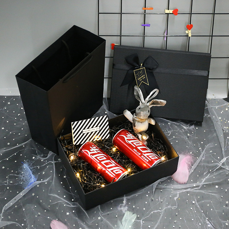 Custom Luxury Black Bow Gift Box Premium Rigid Paper Packaging with Ribbon Decoration for Jewelry Cosmetics Perfume Gifts