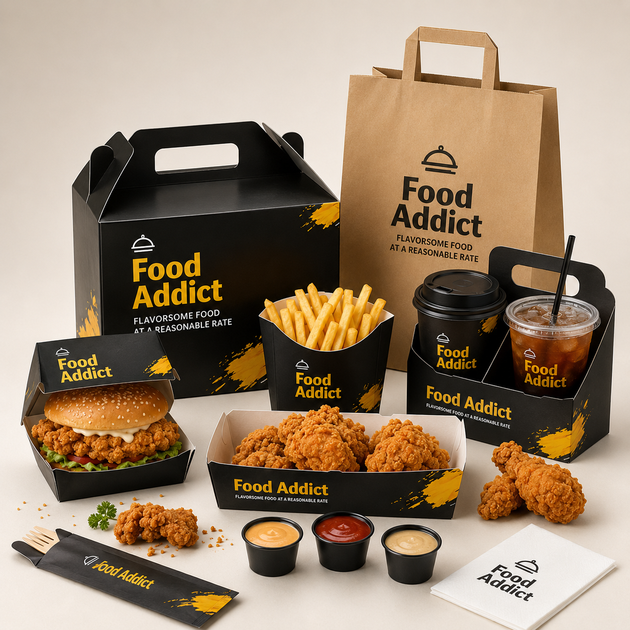 Custom Paper Box Packaging for Fast Food packaging Foldable Cardboard French Fries Chicken Burger Take Out Box with Printed Logo