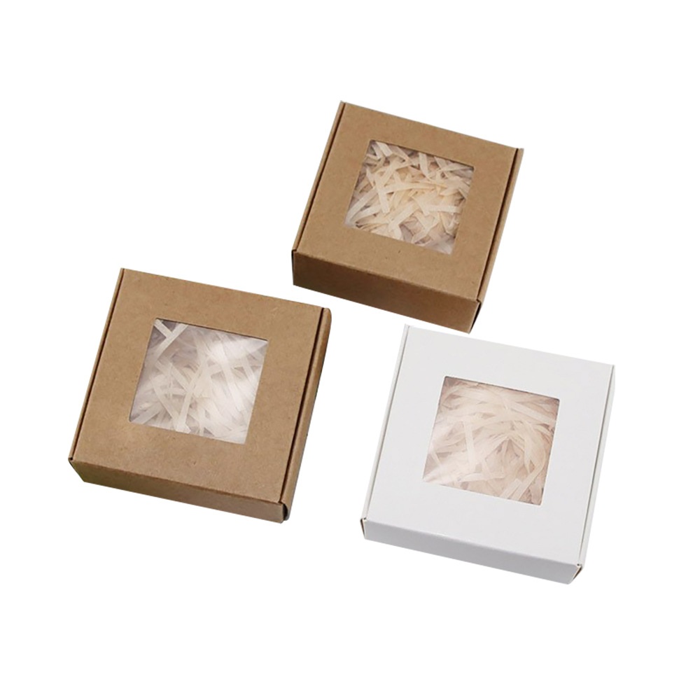Custom Design Eco-Friendly Biodegradable Kraft Paper Cardboard Gift Small Handmade Soap Packaging Box With Window With Logo