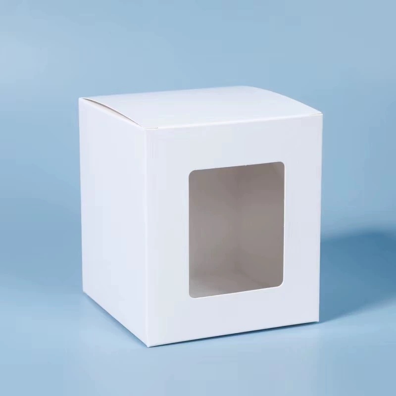 Custom White Kraft Paper Boxes with a Front Window, Designed for Packaging Toy Figurines and Small Gifts