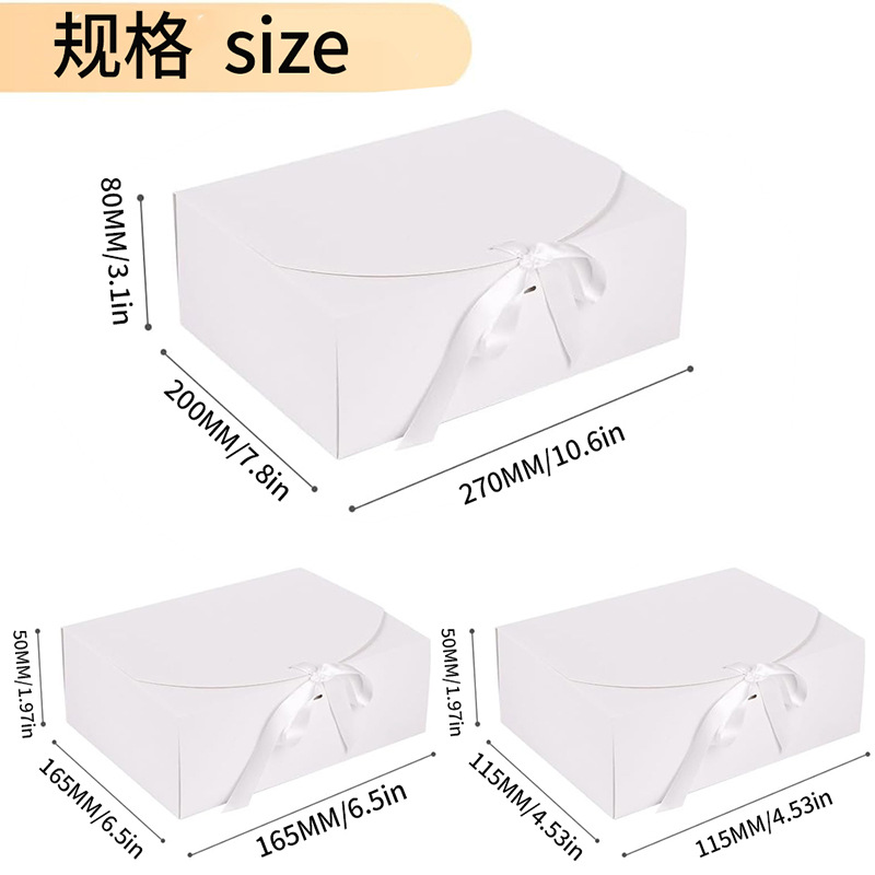 White Gift Box Kraft Paper with a Bow Party Favor Box for Holidays Decorative Packaging Box for Christmas Gifts