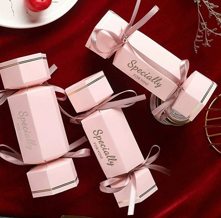 Luxury Candy Shape Wedding Candy Cookie Chocolate Box Hot Sale Candy Gift Paper Box with Ribbon for Party Festival