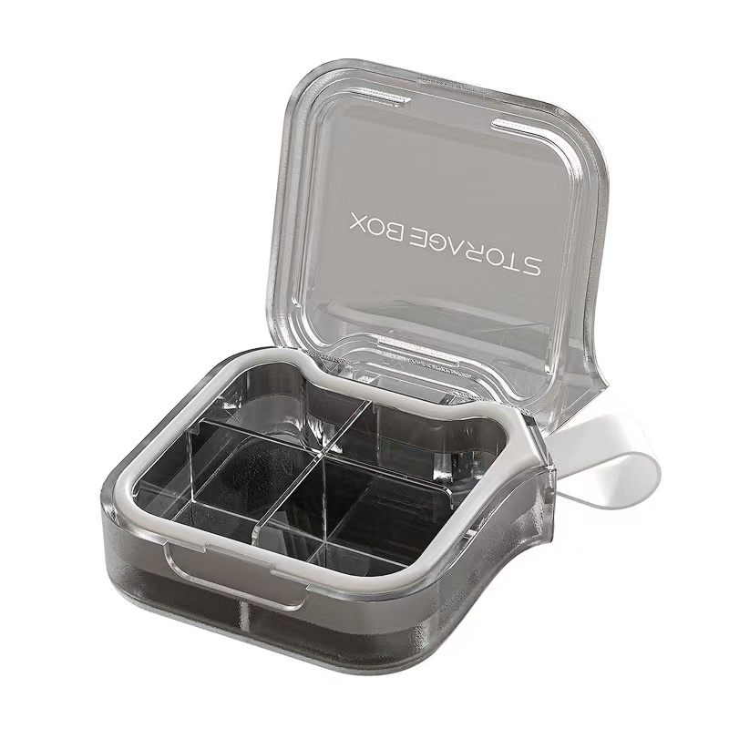 Portable Design 4 Grids Pill Box Organizer Outdoor Storage Case Promotional Gift