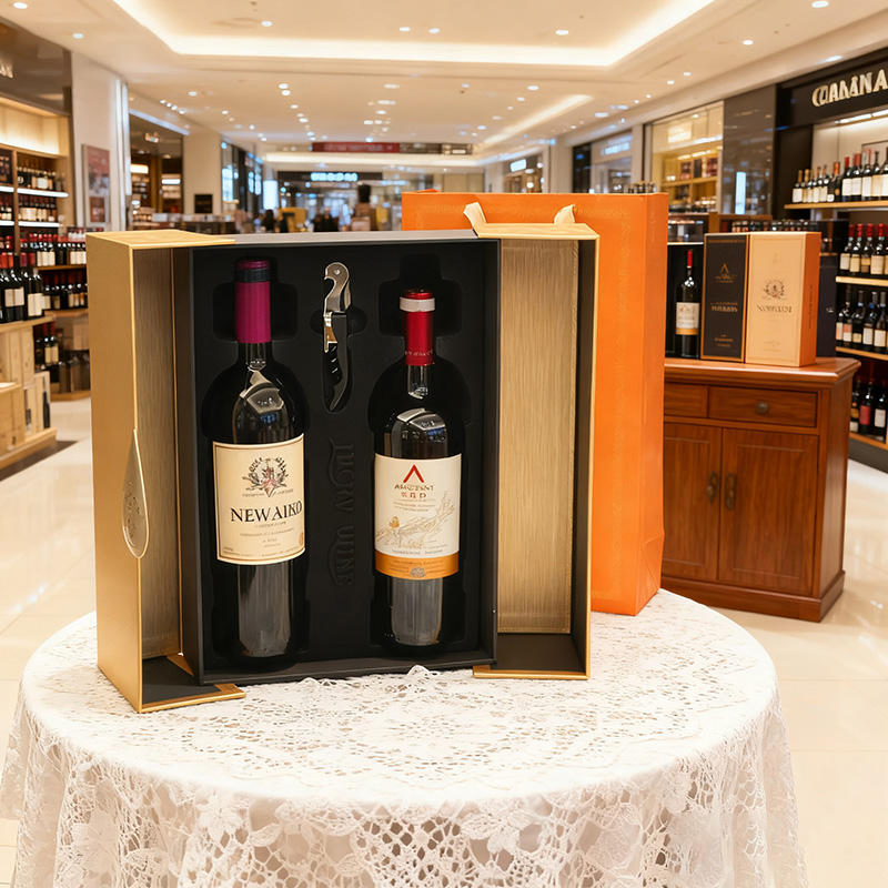 Premium Travel Metal Lock Customized Paper Box for Wine Luxury Customization Wine Packaging Cardboard Gift Box with Handle