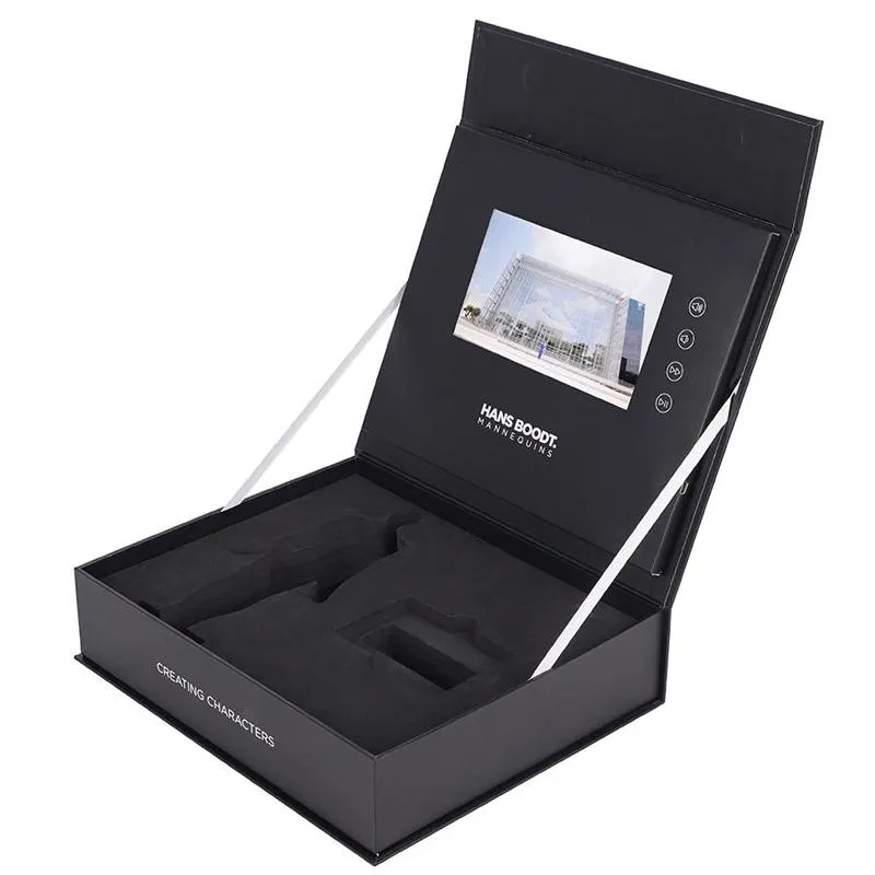 Custom Hand Made White Cardboard Paper Box 7 Inch LCD Display Video Gift Box for Birthday Anniversary Promotional Luxury Jewelry