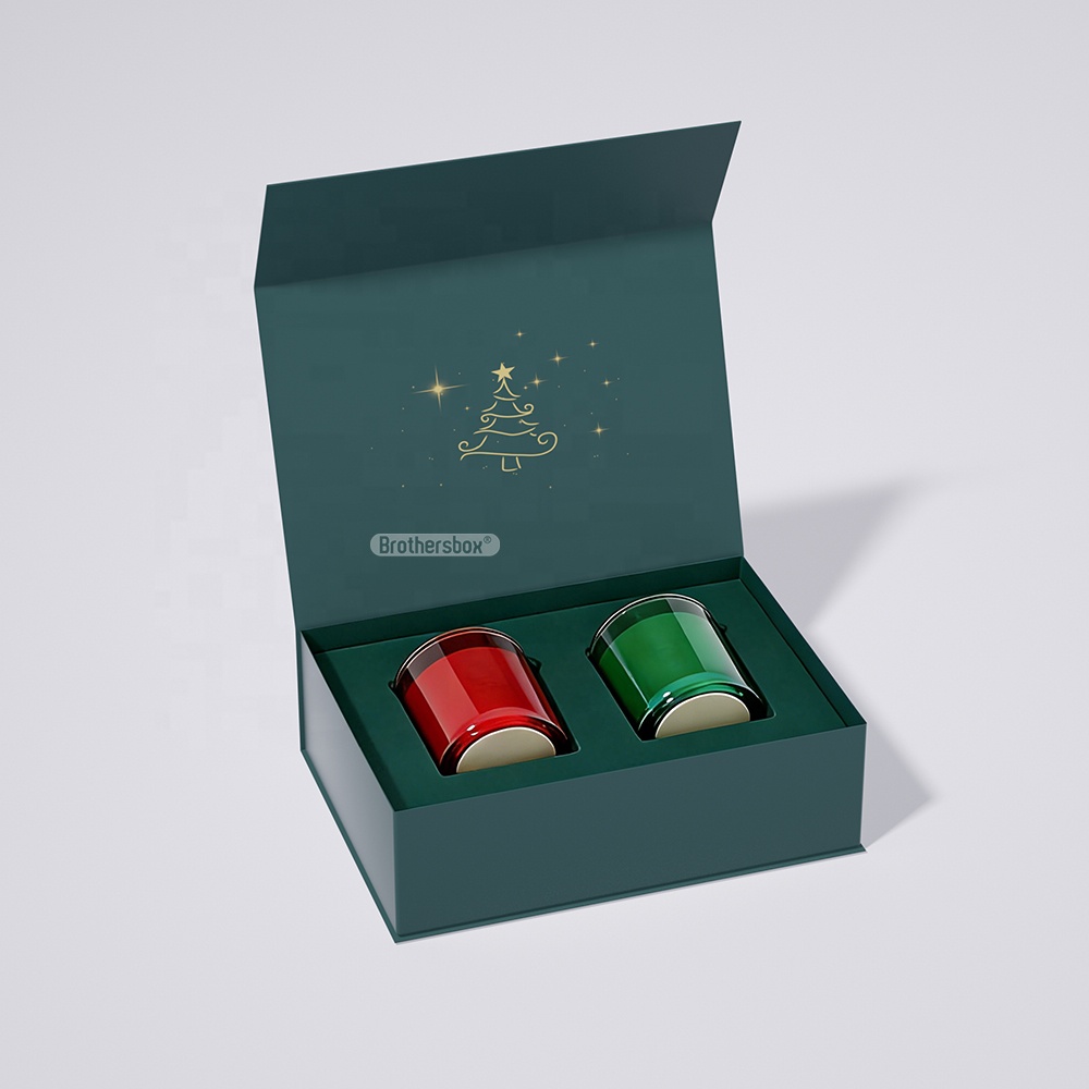 2026 Christmas High-Quality Candle Packaging Box Luxury Hot Stamped Magnetic Gift Box With Custom Logo