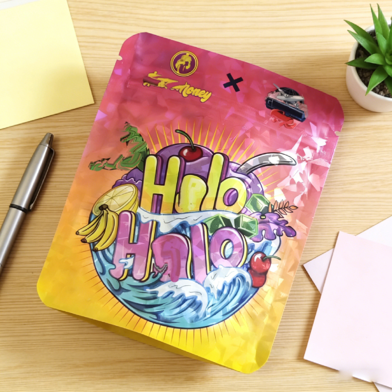 Custom Printed Resealable Exotic Cali Packs Candy Die Cut Ziplock Packaging 3.5 Smell Proof 3.5g Mylar Bags with Box Set