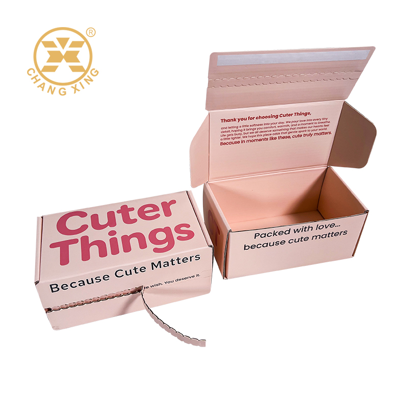 Custom Printed Folding Corrugated Shipping Box Easy Tear Zip Strip Packaging Solutions Mailer Paper Boxes for Cosmetic