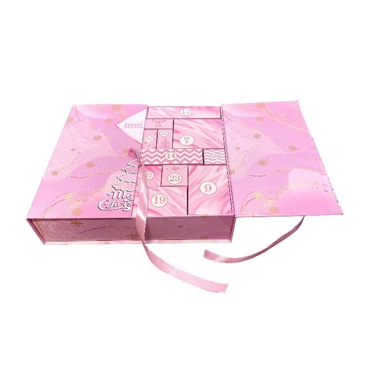 Empty Advent Calendar Box for Gift Packaging Decorative Snowflake Print Sturdy Cardboard Foldable Easy to Store Holiday Use