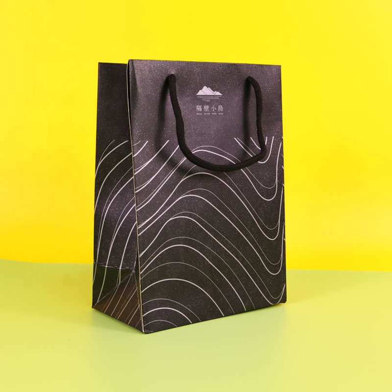 Custom Logo Printed Black Kraft Paper Bags Bulk Order Eco Friendly Wholesale Packaging Gift Box for Business