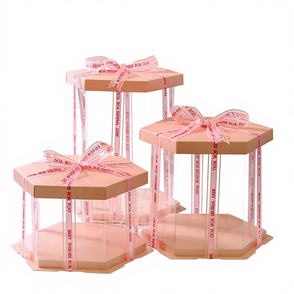 Custom Luxury Birthday Transparent Box Tall Cake Packaging Christmas Cake Boxes