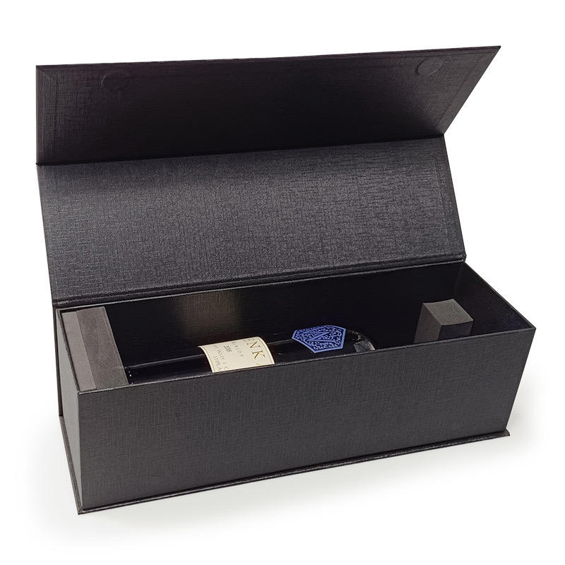 Custom Design High-Quality Magnetic Flip Cardboard Wine Packaging Gift Box with Foam Insert