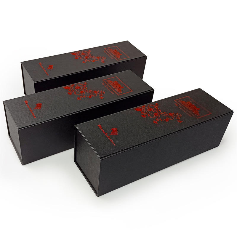 Custom Design High-Quality Magnetic Flip Cardboard Wine Packaging Gift Box with Foam Insert