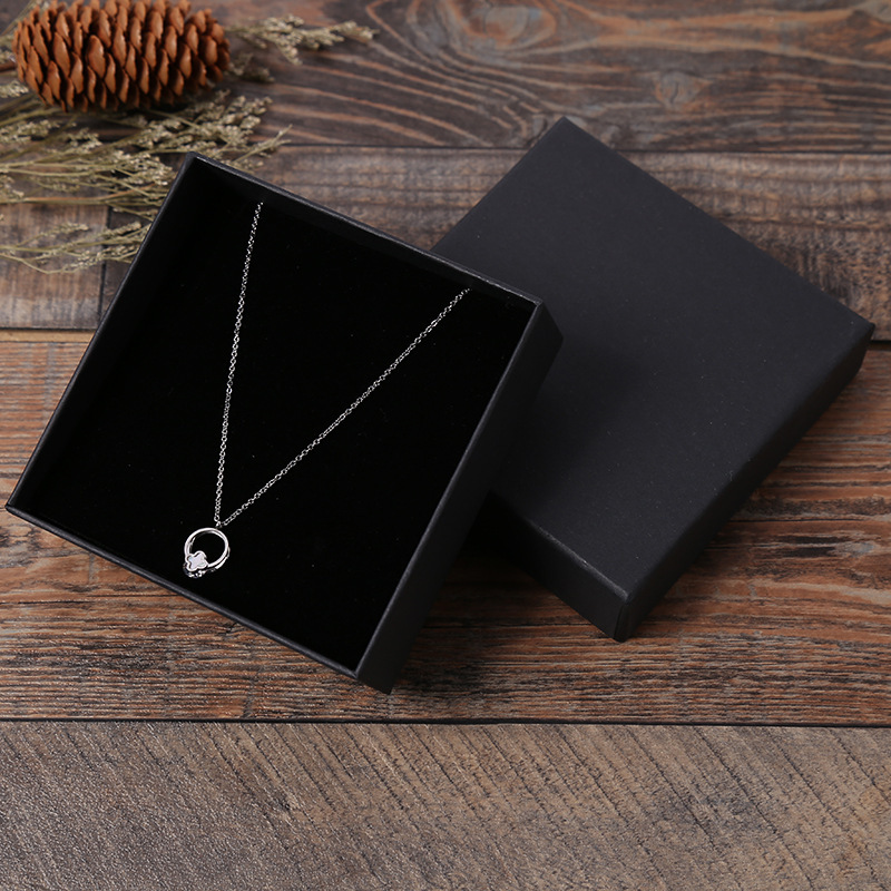 BINSHUO Wholesale Noble Black Gift Box Simple Style Ring Necklace Bracelet Jewelry Box Paper Gift Packing Box Customize Logo